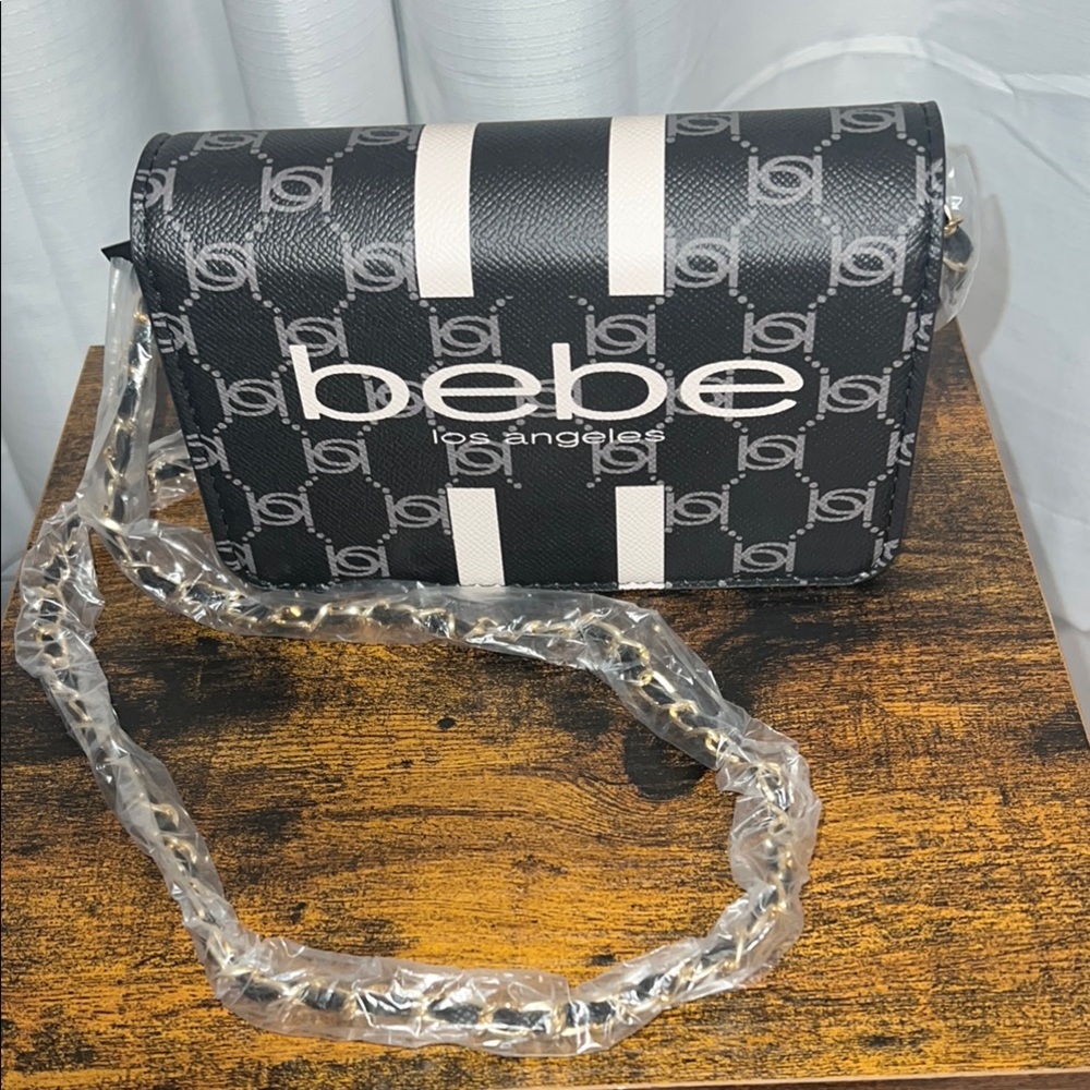 NWT Bebe Black and White Monogram Crossbody Bag
